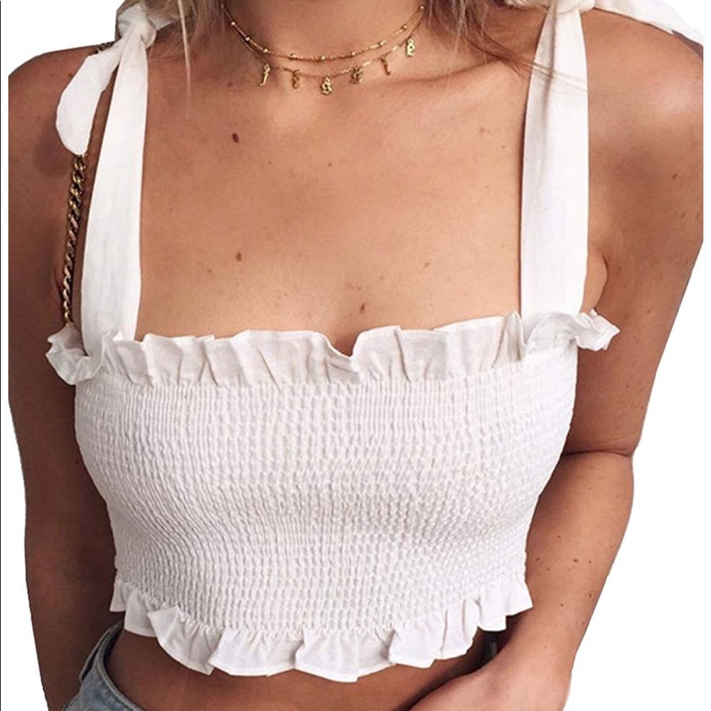 Women’s Frill Smocked Crop Tank
